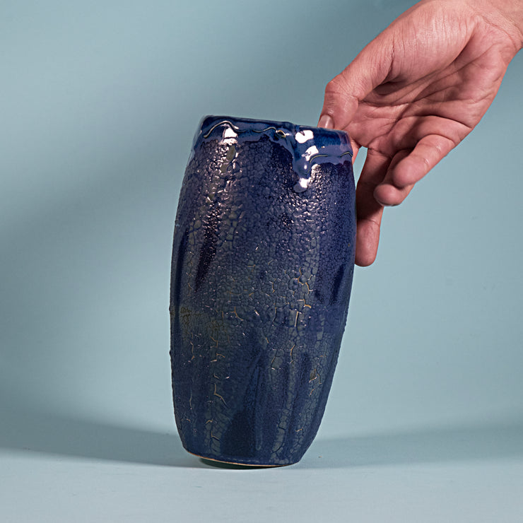 Vase Fissure Catastrophe - bleu azurite