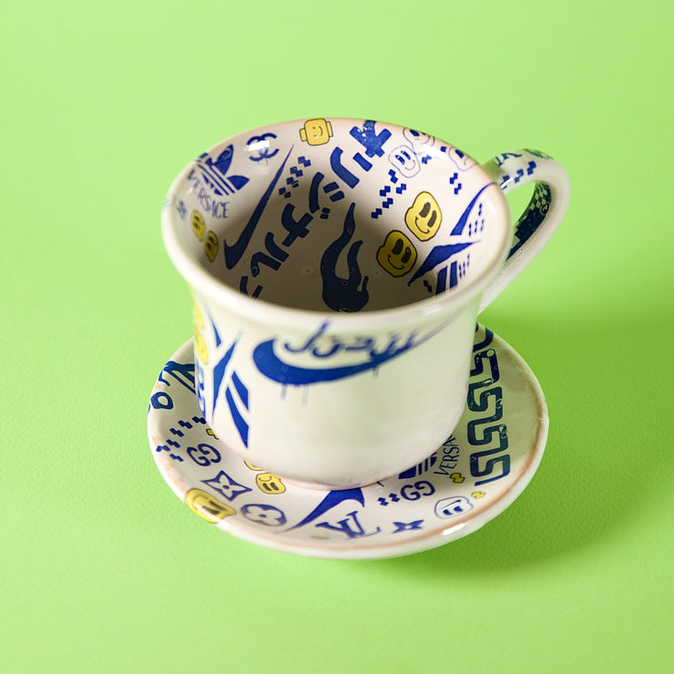 Bootleg NK Cup & Saucer | contemporary ceramics -  MENA FUECO studio.